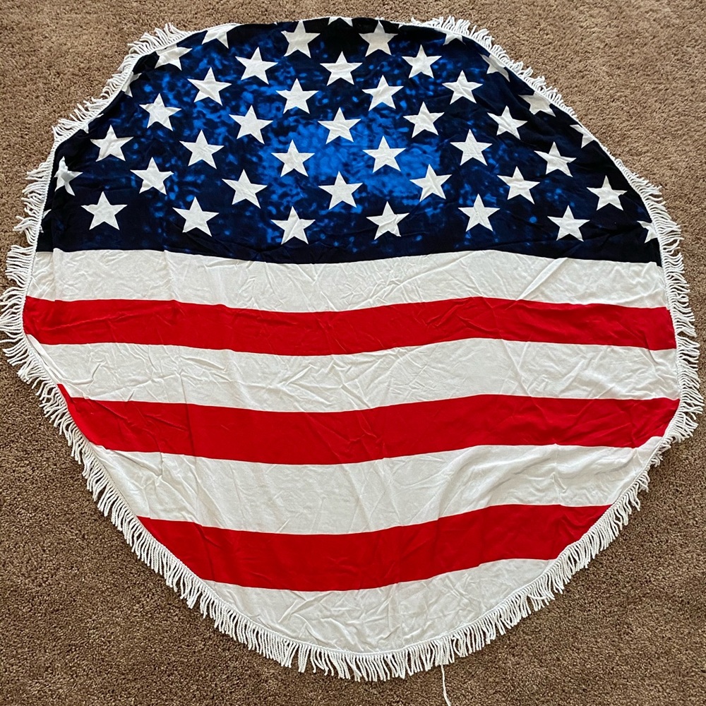 American Flag Round Beach Towel